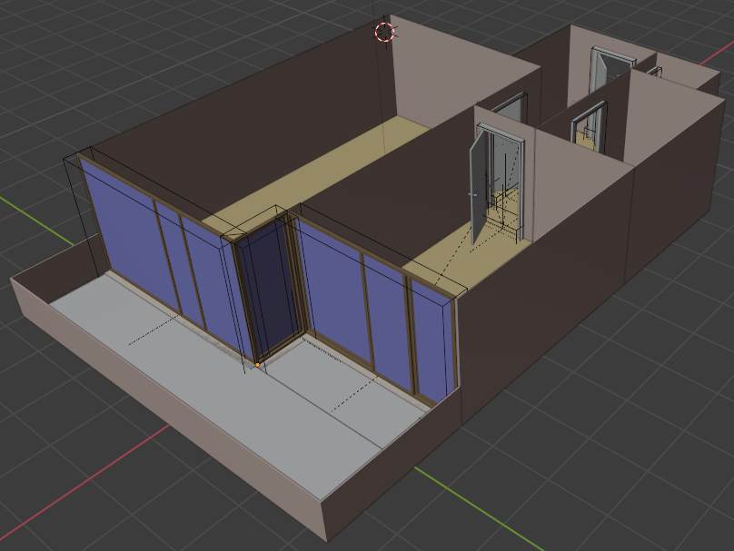 Flat model in Blender with Archimesh - view 1