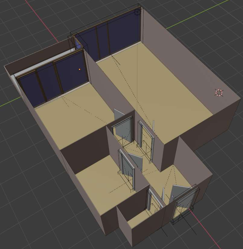 Flat model in Blender with Archimesh - view 2