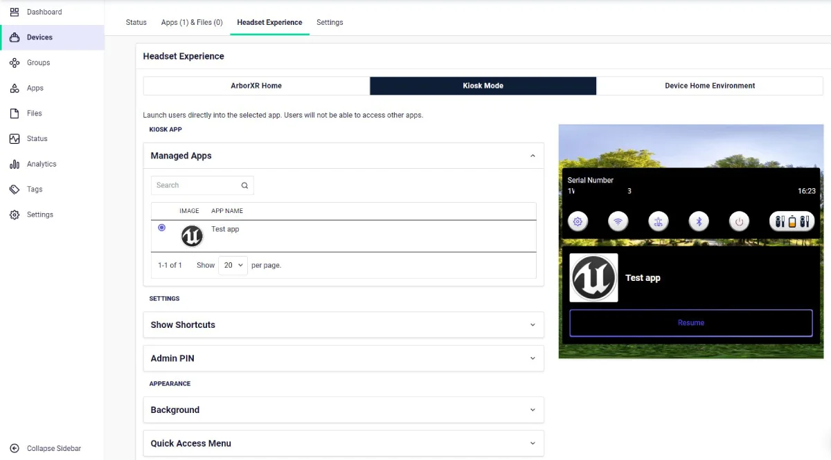 Kiosk mod - ArborXR - Meta Quest 2