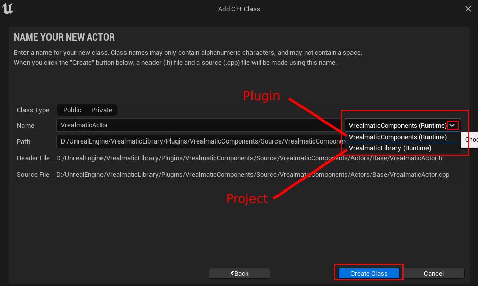Creating a C++ class for the Unreal Engine plugin