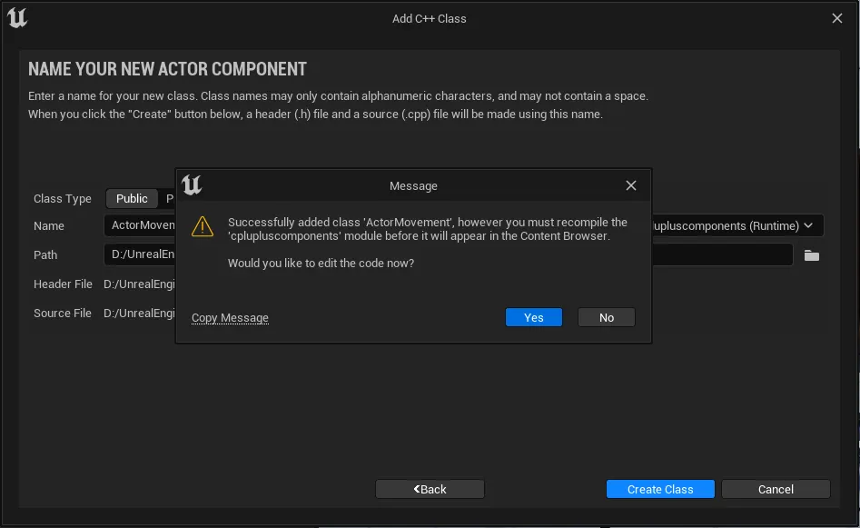 Přidání nové C++ classy v Unreal Engine