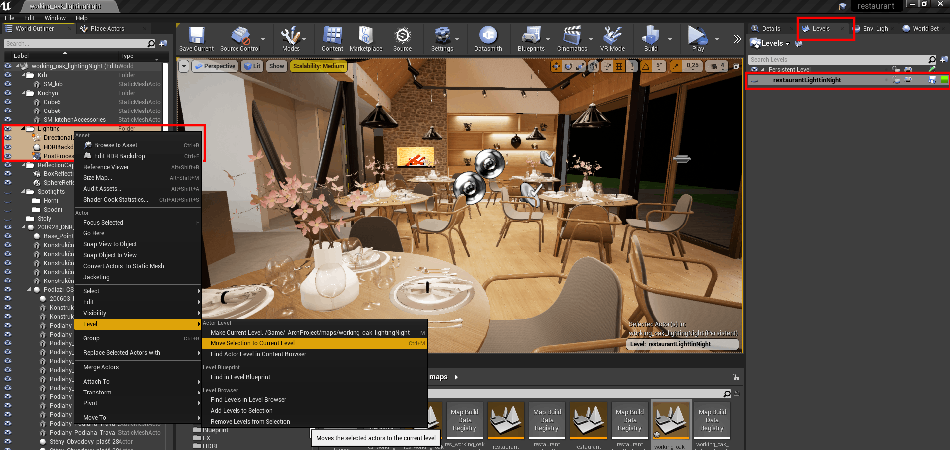 Převod assetů mezi levely v Unreal Engine