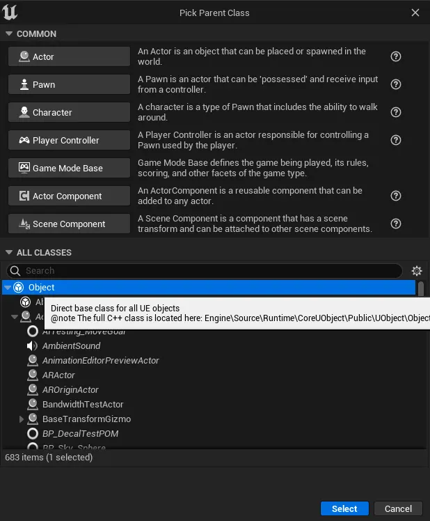 Vytvoreni Blueprint Asset
